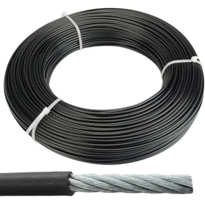 Gym Steel Wire Rope (6mm Thick, 5 Meters Long) - PU Coated High-Tensile Replacement Cable for Home and Professional Gym Equipments, Black Colour